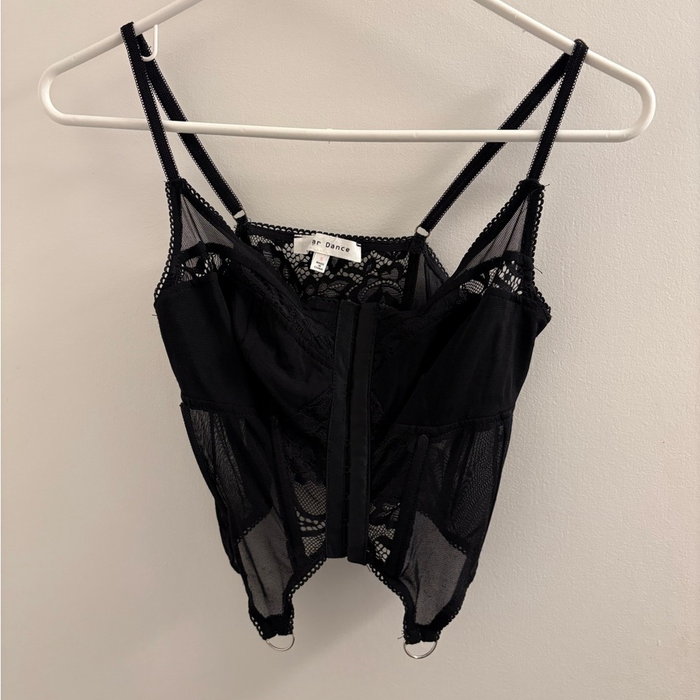 Bear Dance Black Cropped Corset Top with Strappy Design